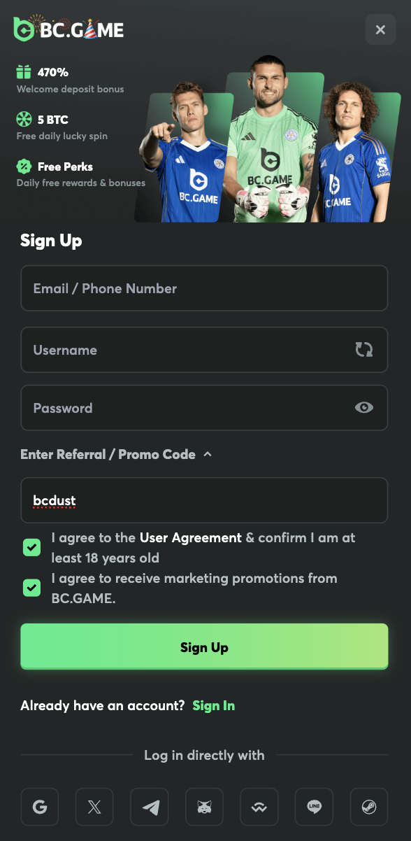 Activate Our BC.GAME Bonus Code bcdust