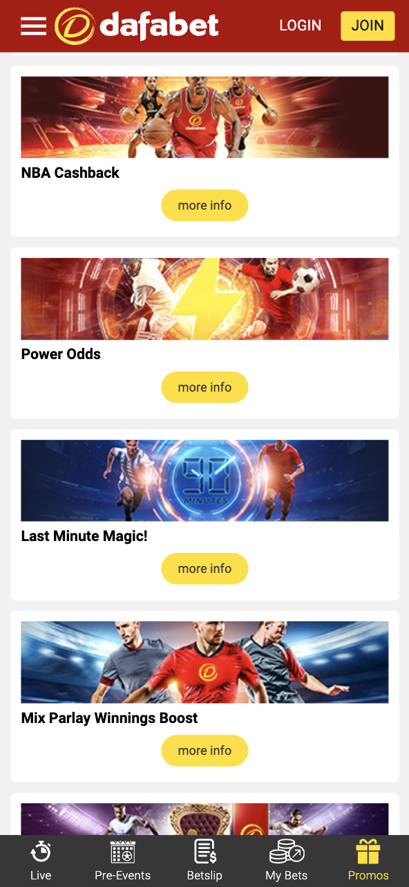 Dafabet India Promotions page sports betting offers