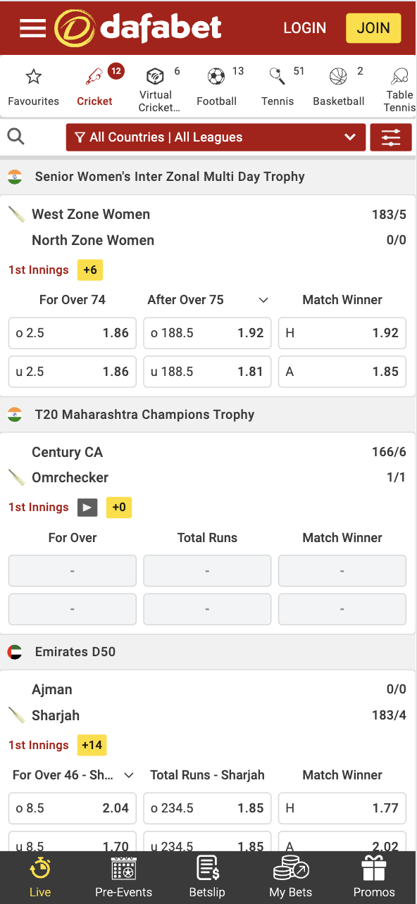 Dafabet India mobile betting site & app