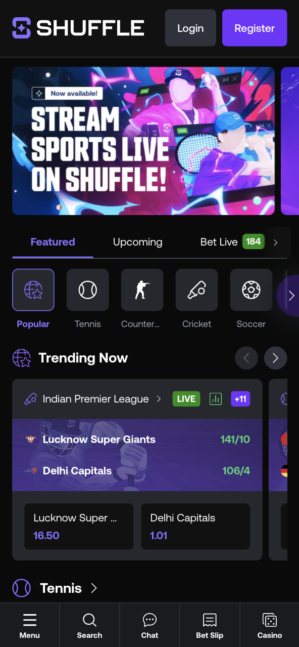 CS2 esports betting Shuffle app India